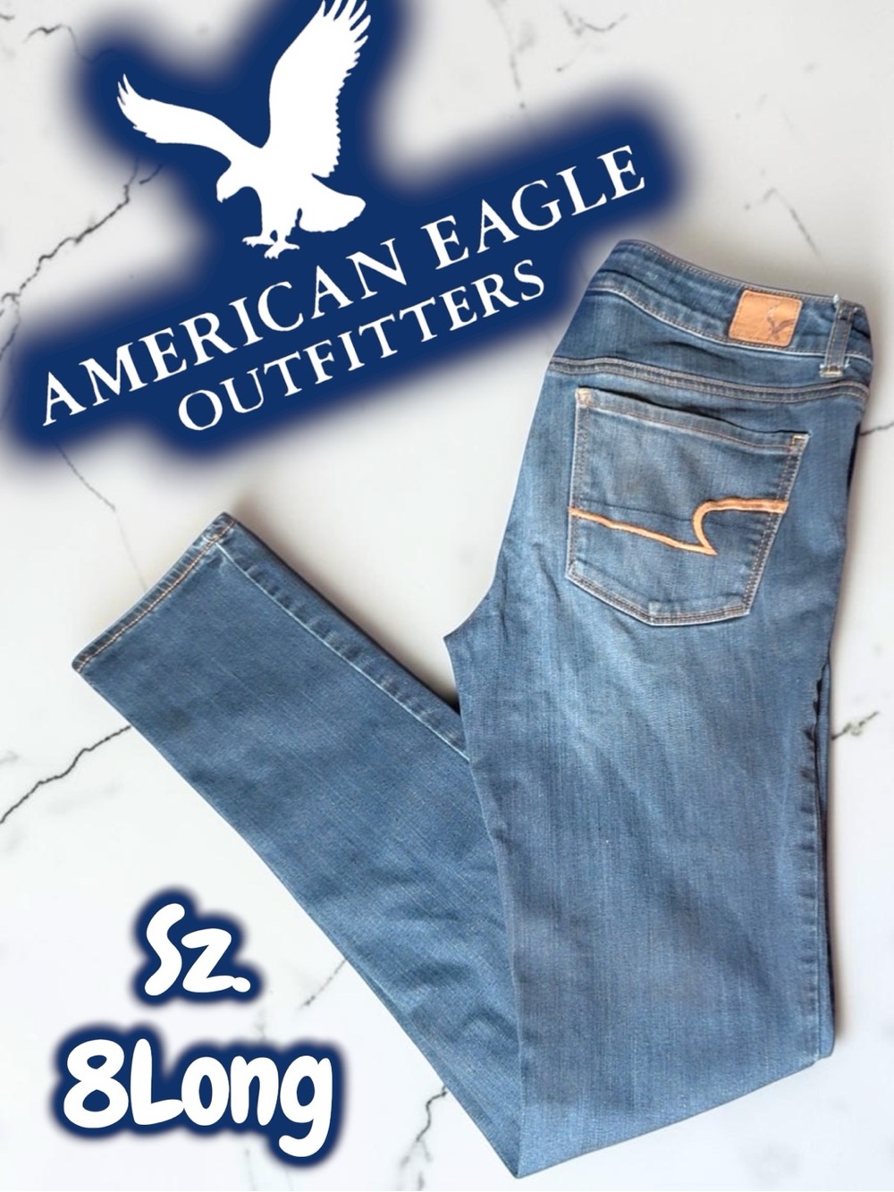 GUC AEO Stretch Skinny Jeans Medium Wash Sz 8L